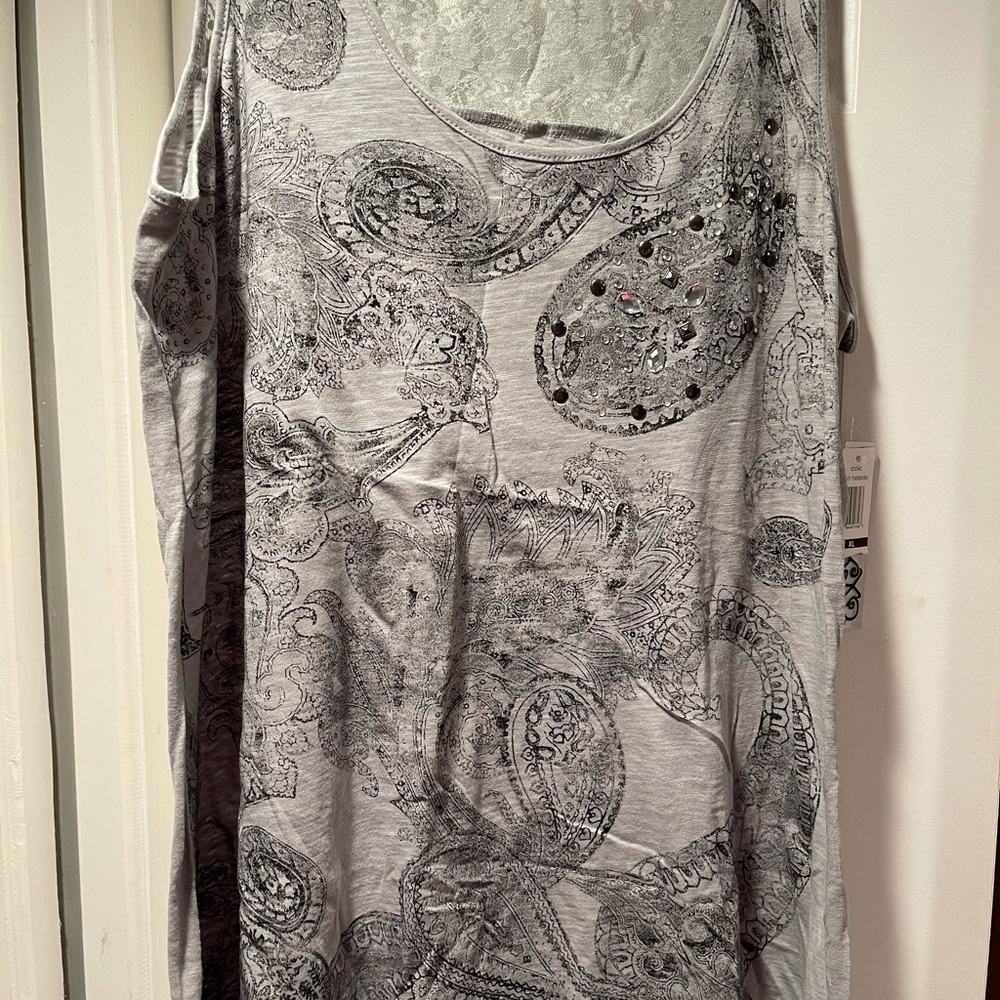 Gray paisley maternity tunic tank